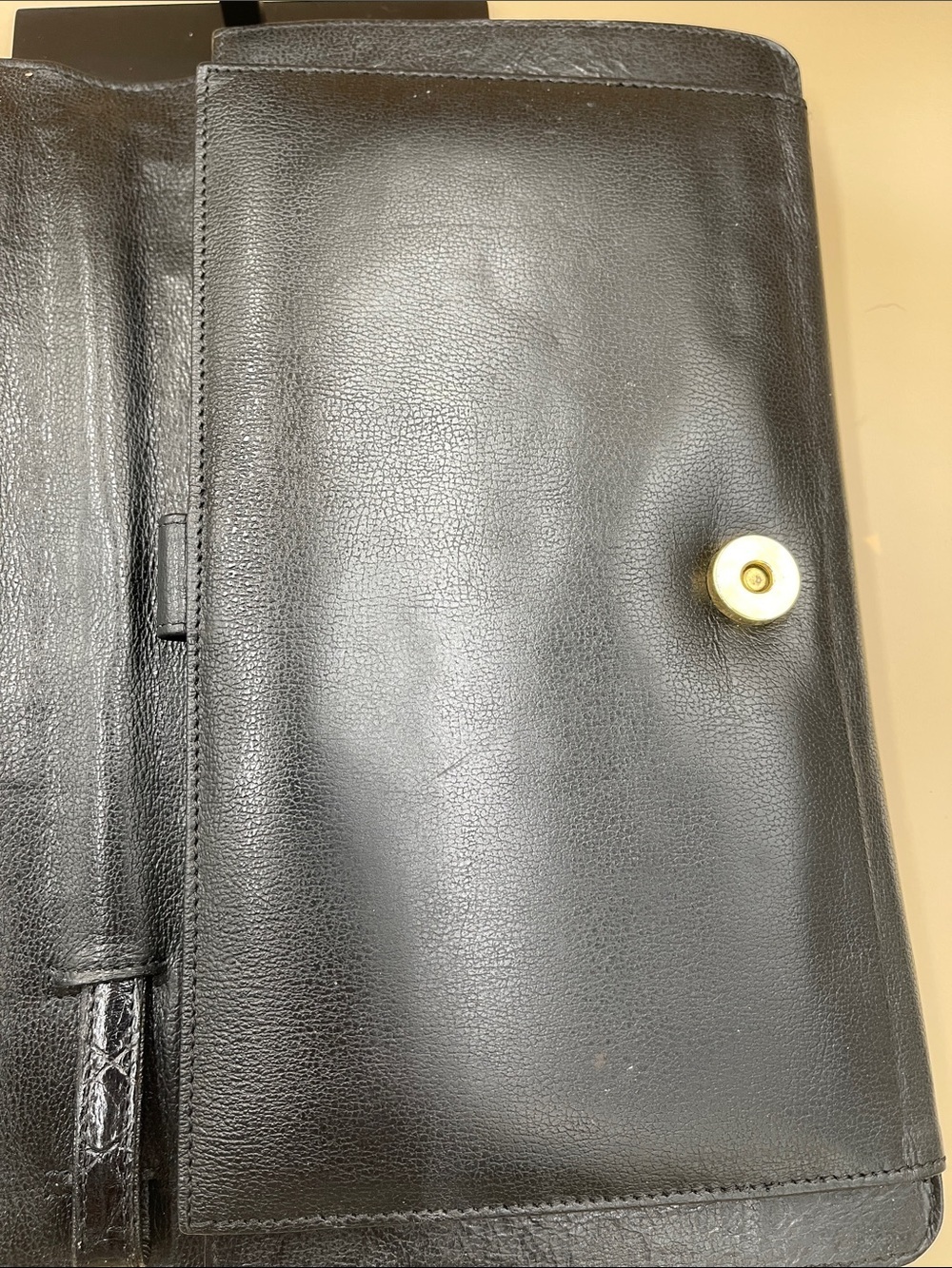 Black Croc-Embossed Leather Clutch by Crocodile Thailand - Picture 8 of 10